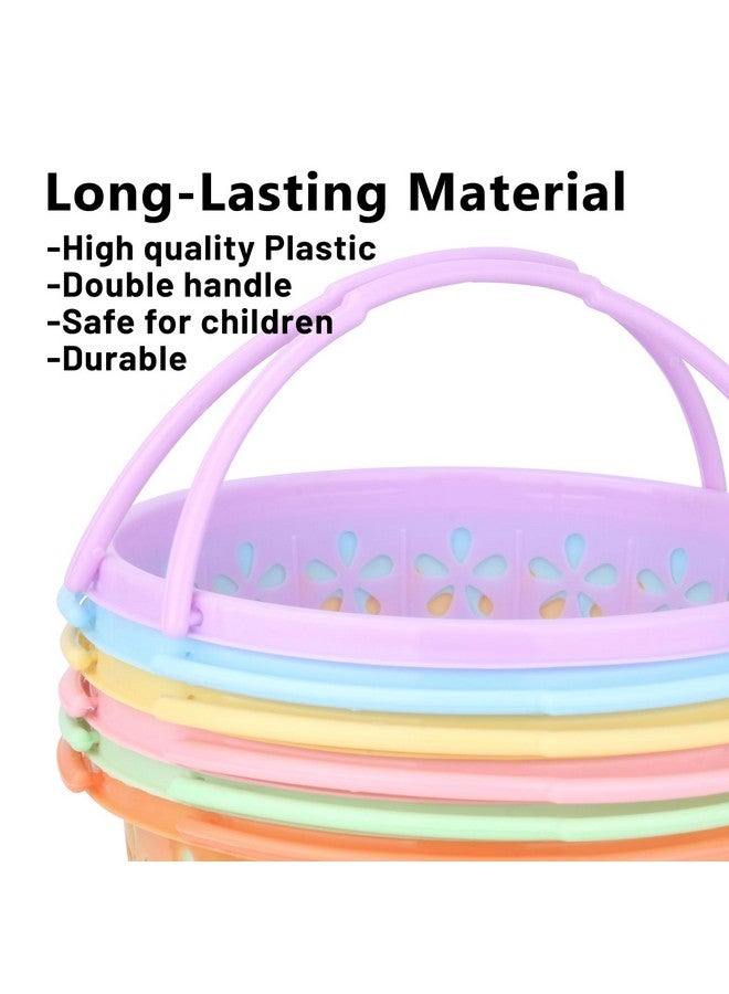 GameXcel Easter Eggs Basket Set For Kids - 6 Pcs 8" Plastic Easter Basket With 3Pack Tricolor Easter Grass And 36 Pcs Easter Eggs - Easter Basket With Handle For Easter Eggs Hunt Easter Theme Party - Image 3