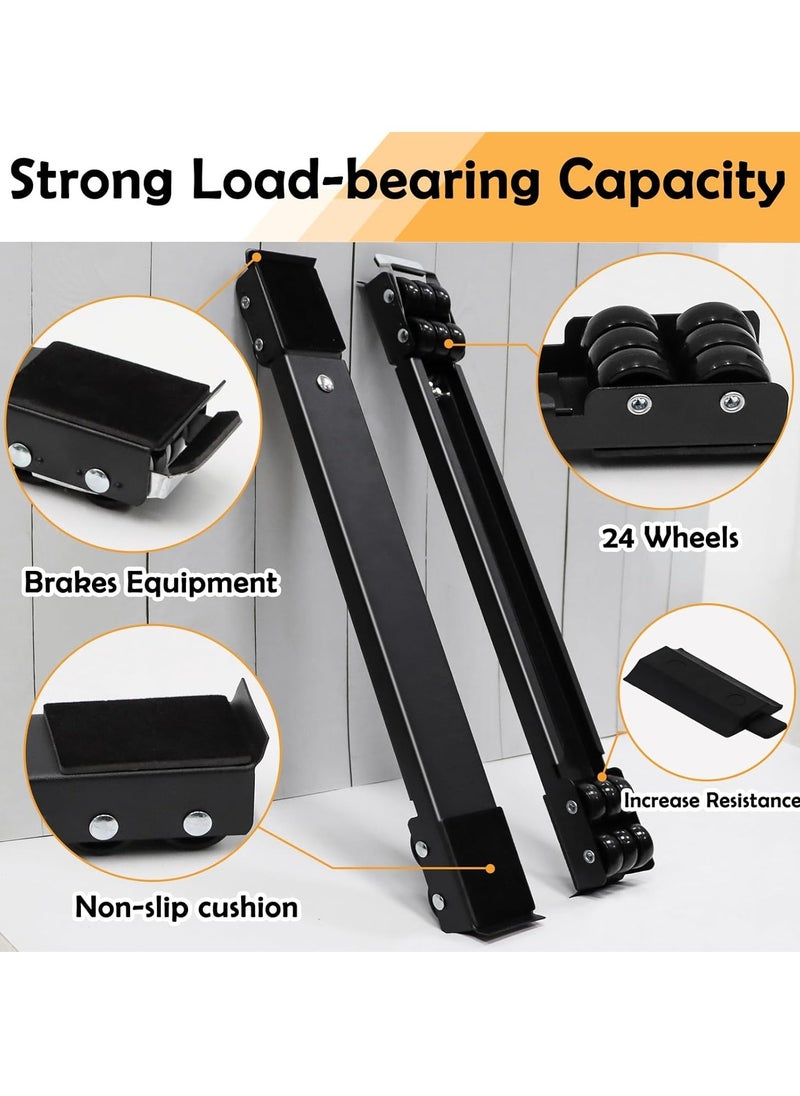 JAJEEK - "Extendable Furniture Appliance Rollers with 24 Rollers & Brake, Heavy Duty Mover Tool for Washing Machines, Dryers, Refrigerators – Supports Up to 660 lbs, Black" - Image 1