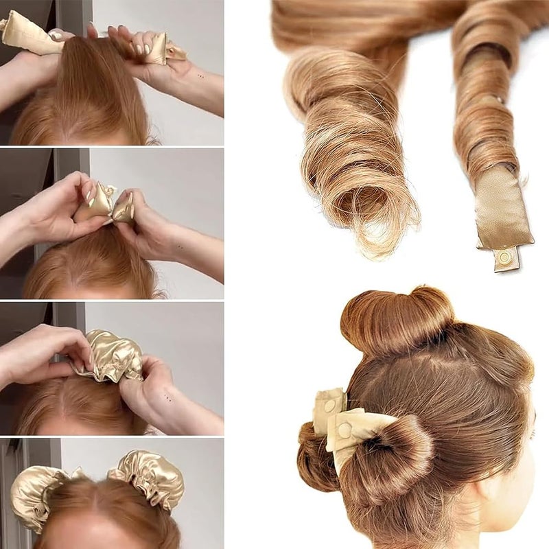 NuAngela Hair Rollers Set, 6Pcs Satin Heatless Curling Rod Headband, Heatless Curls with Cap for All Hair Types, No Heat Curling Flexi Rod - Image 3