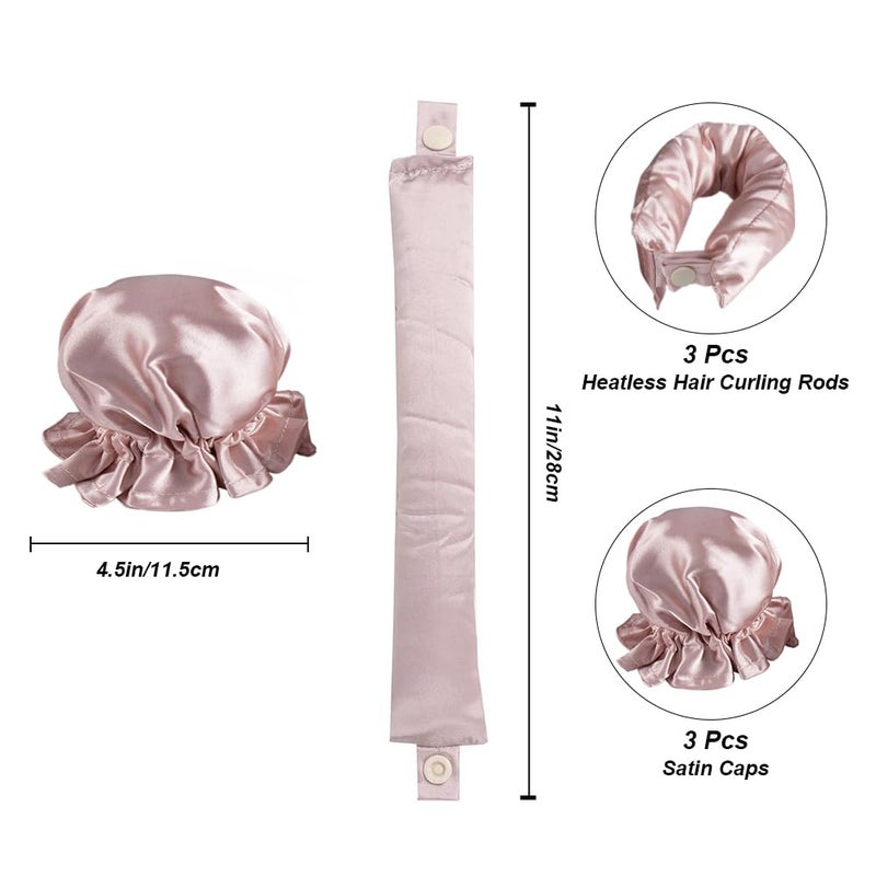 NuAngela Hair Rollers Set, 6Pcs Satin Heatless Curling Rod Headband, Heatless Curls with Cap for All Hair Types, No Heat Curling Flexi Rod - Image 2
