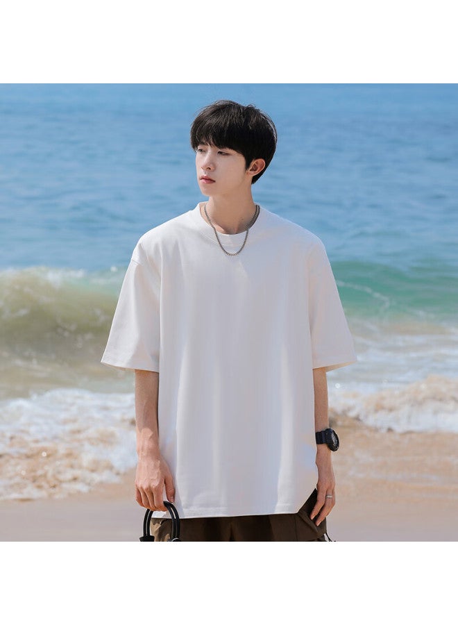 Clor Short Sleeve Men's Letter Printed Summer Trendy Top Women's Breathable Casual Loose Thin T-shirt C009-1 White S - Image 3