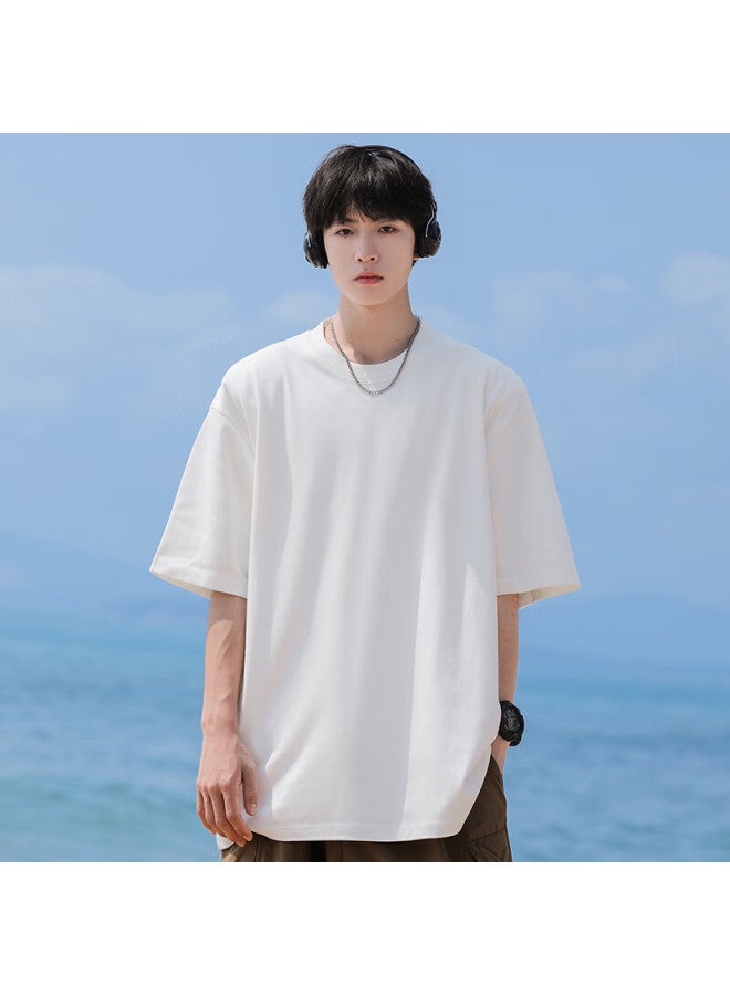 Clor Short Sleeve Men's Letter Printed Summer Trendy Top Women's Breathable Casual Loose Thin T-shirt C009-1 White S - Image 4