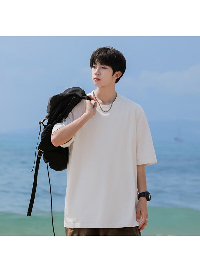 Clor Short Sleeve Men's Letter Printed Summer Trendy Top Women's Breathable Casual Loose Thin T-shirt C009-1 White S - Image 2