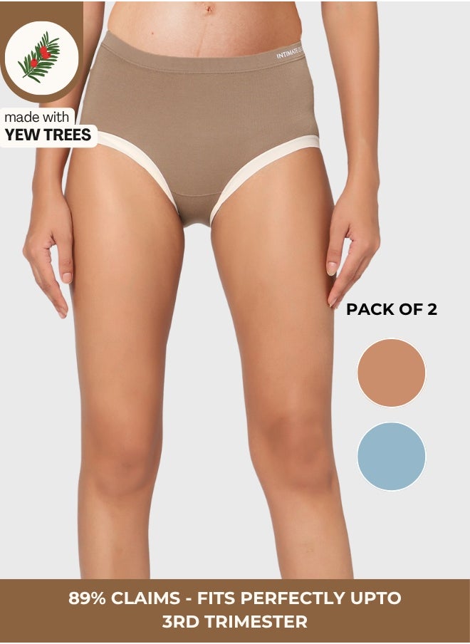 Intimate Queen Yew Tree Bae Maternity Briefs – Silky Soft, Antibacterial Calm, Full-Coverage Comfort for Bump & Skin (Pack Of 2)  - Image 1
