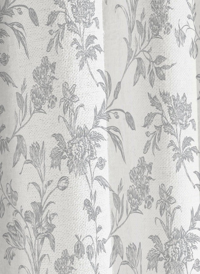 WOUVMA Vintage Farmhouse Shower Curtain for Bathroom Grey Shower Curtain Floral Cotton 72" W x 72" L - Image 3