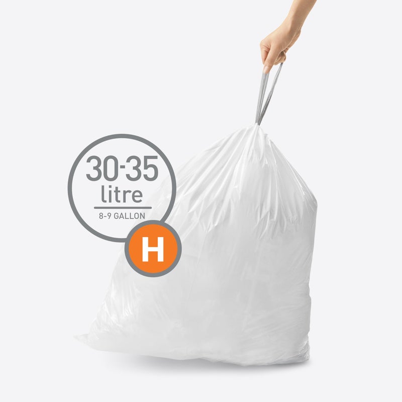 simplehuman Code H 200 Count, Dispenser Pack Custom Fit Liners, Drawstring Trash Bags, 30-35 Liter / 8-9 Gallon, White - Image 3