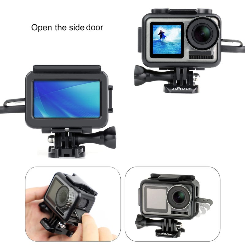 SOONSUN حافظة إطار SOONSUN وواقي شاشة لجهاز DJI Osmo Action 1، هيكل حماية هيكل قفص للتصوير الفوتوغرافي الفلوجينغ لجهاز DJI Osmo Action - Image 4