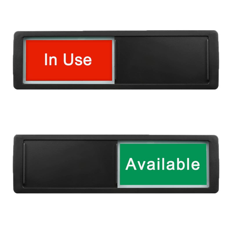 Blirik In Use/Available for Home Restroom Office Conference Hotels Hospital Studio, Privacy Sliding Door Sign, (7'' x 2''-Black) - Image 1