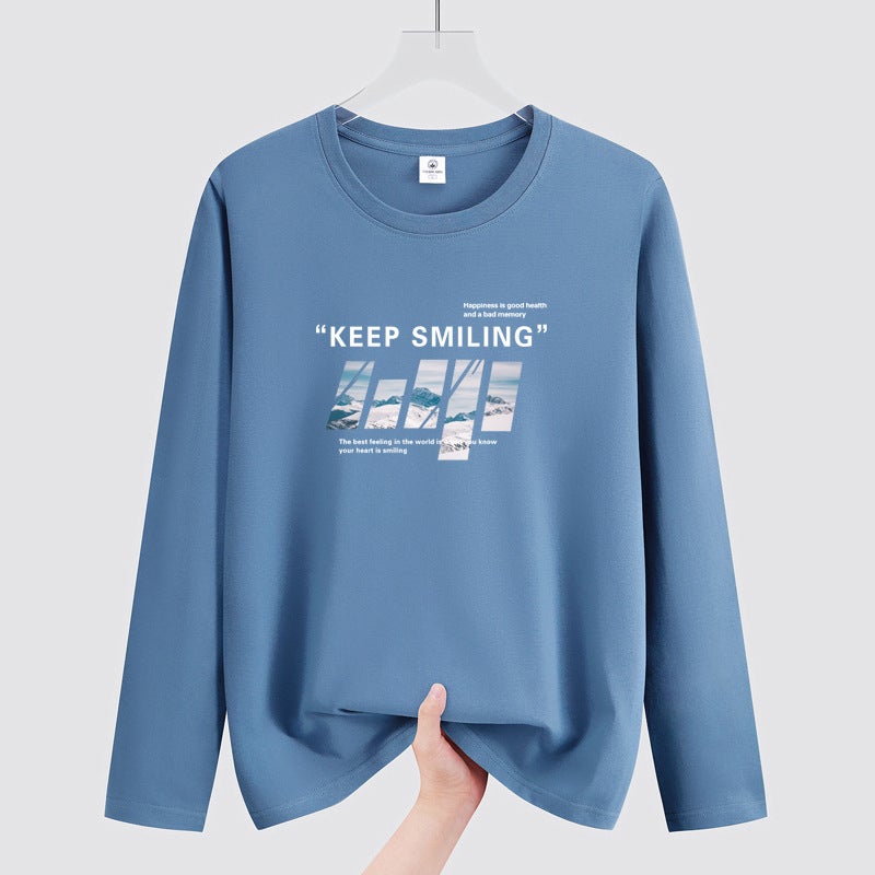 Autumn New Long-Sleeved T-Shirt Men'S Round Neck Fat Plus Size Men'S Youth Student Korean Style All-Match Shirt Fashion - Image 2