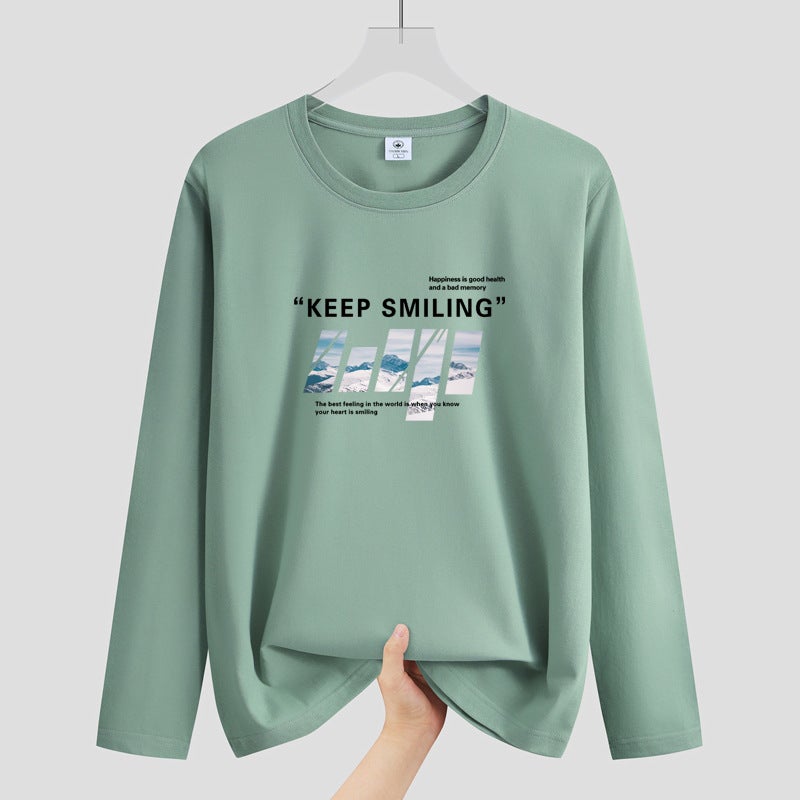 Autumn New Long-Sleeved T-Shirt Men'S Round Neck Fat Plus Size Men'S Youth Student Korean Style All-Match Shirt Fashion - Image 4
