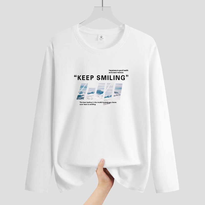 Autumn New Long-Sleeved T-Shirt Men'S Round Neck Fat Plus Size Men'S Youth Student Korean Style All-Match Shirt Fashion - Image 1