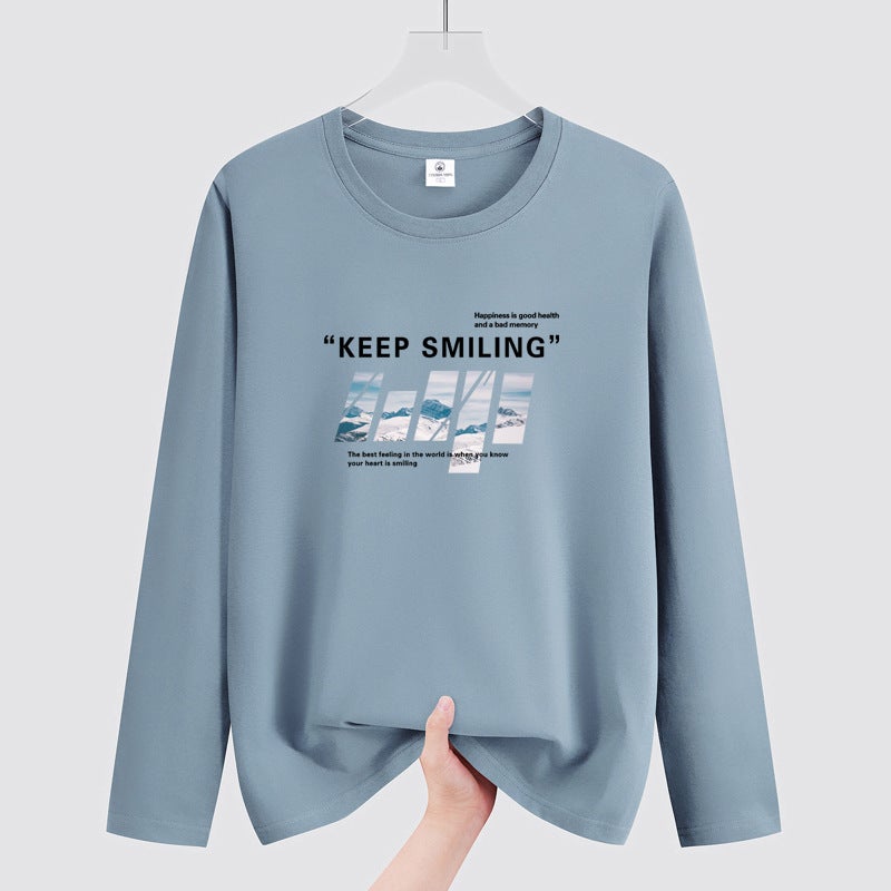 Autumn New Long-Sleeved T-Shirt Men'S Round Neck Fat Plus Size Men'S Youth Student Korean Style All-Match Shirt Fashion - Image 5