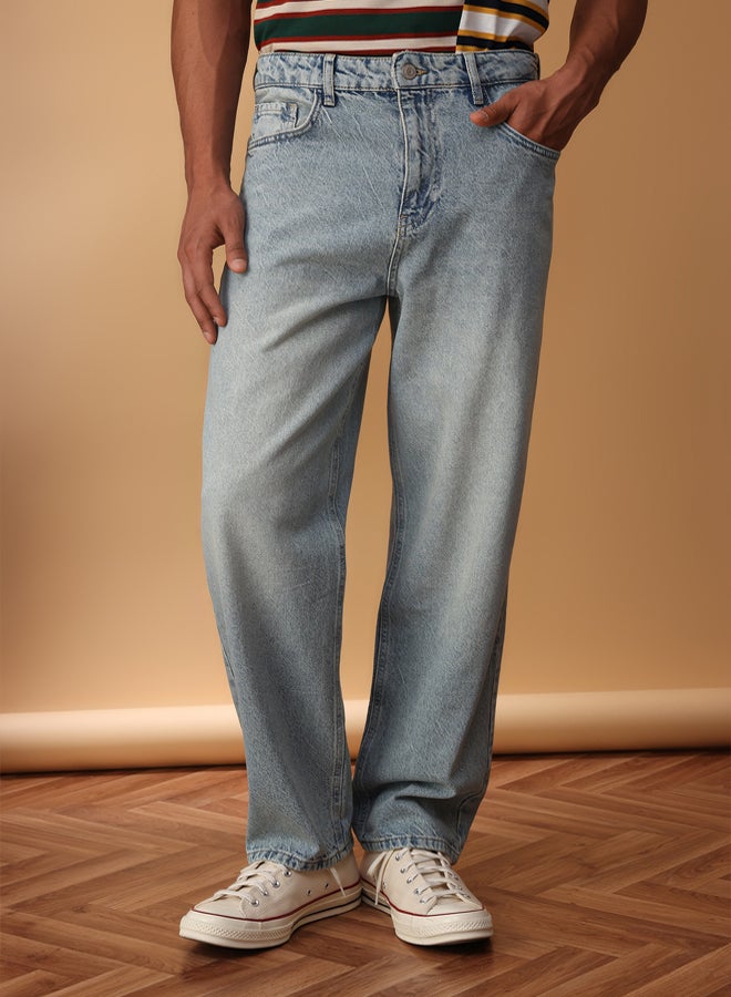 trendyol Blue Distressed Effect Baggy Fit Jeans - Image 1