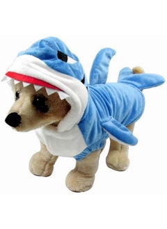 Mogoko Funny Dog Cat Shark Costumes, Pet Halloween Christmas Cosplay Dress, Large Pet Shark Costume, Animal Fleece Hoodie Warm Outfits Clothes (4XL Size)