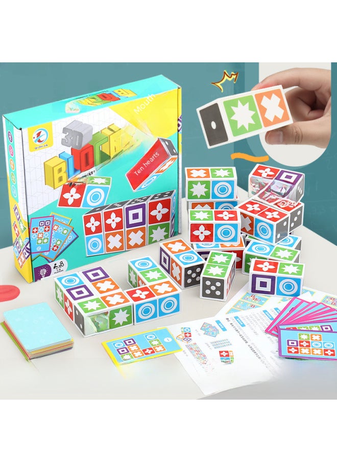 English STEAM Puzzle Board Games Toys For Children To Know Graphics Matching 3D Puzzle Training Eyesight Response-Color:Graphics Matching Game