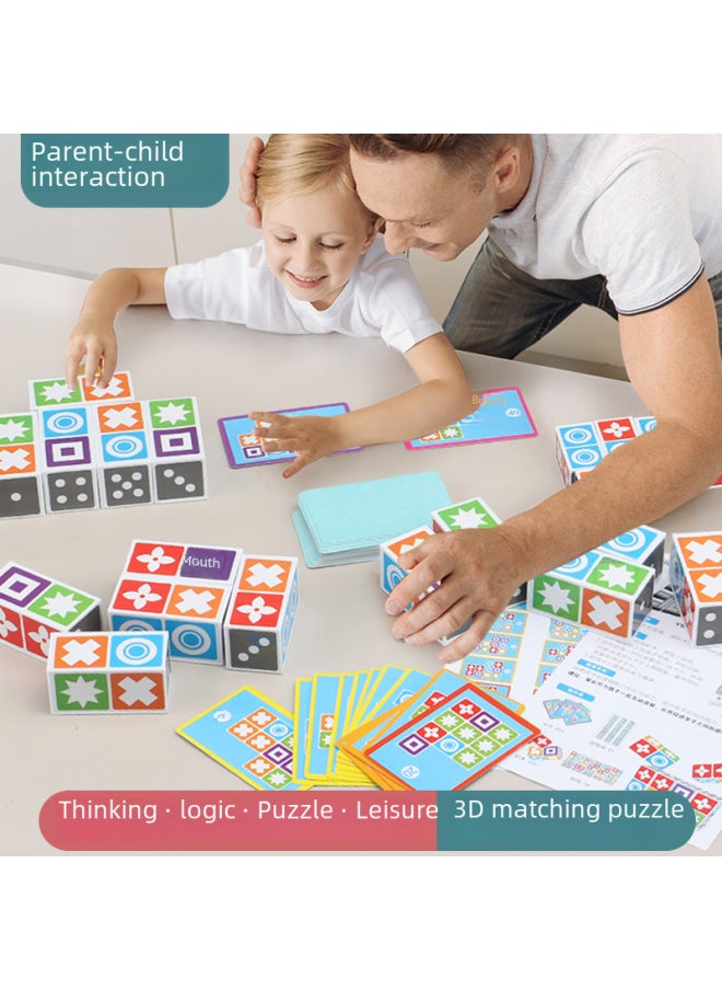 English STEAM Puzzle Board Games Toys For Children To Know Graphics Matching 3D Puzzle Training Eyesight Response-Color:Graphics Matching Game
