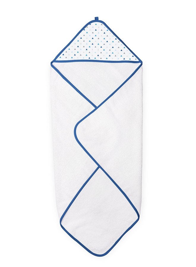 SwaddleDesigns Cotton Terry Baby Hooded Towel, Tiny Triangle Shimmer, Blue - Image 4