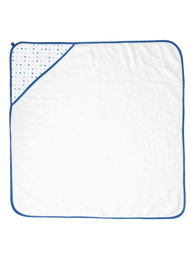 SwaddleDesigns Cotton Terry Baby Hooded Towel, Tiny Triangle Shimmer, Blue - Image 2
