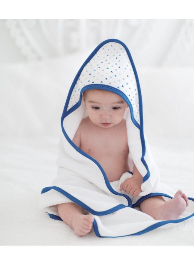 SwaddleDesigns Cotton Terry Baby Hooded Towel, Tiny Triangle Shimmer, Blue - Image 3