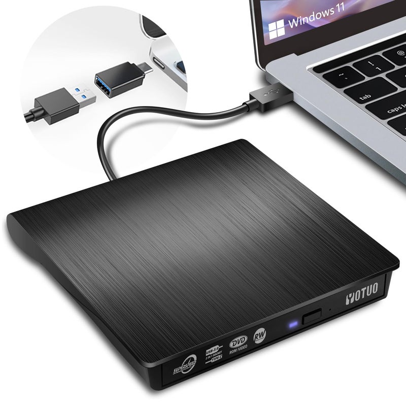YOTUO External CD/DVD Drive, Portable USB 3.0 & USB-C CD RW Drive, DVD Player, DVD Burner for Laptop, Desktop, Compatible with Windows 7/8/10/11, Mac, MacBook Pro/Air, Linux (IDD029-2) - Image 1