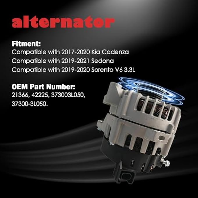 ZZDSNJ 42225 Alternator Compatible with 2017-2020 Kia Cadenza 2019-2021 Sedona 2019-2020 Sorento Replace# 373003L050 - Image 2