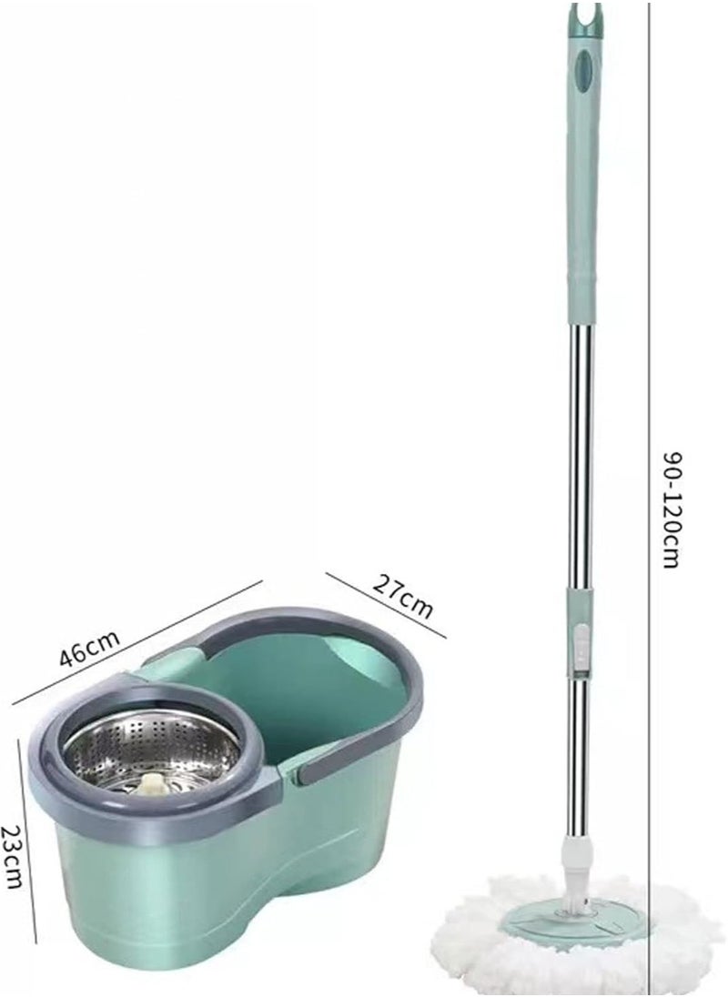 Generic - Spin Mop and Bucket System with Stainless Steel Handle, Self-Wringing, 360° Rotating, Hands-Free Cleaning, for Home & Kitchen – Mint Green - Image 1