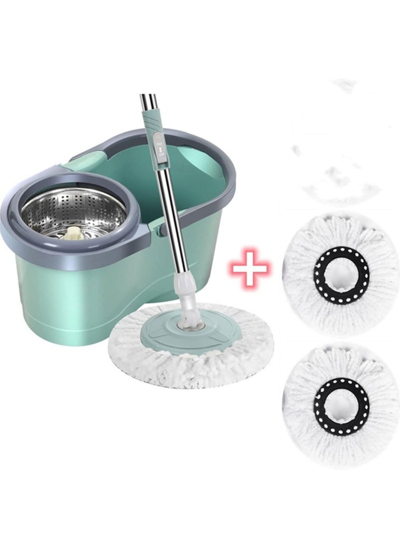Generic - Spin Mop and Bucket System with Stainless Steel Handle, Self-Wringing, 360° Rotating, Hands-Free Cleaning, for Home & Kitchen – Mint Green - Image 1