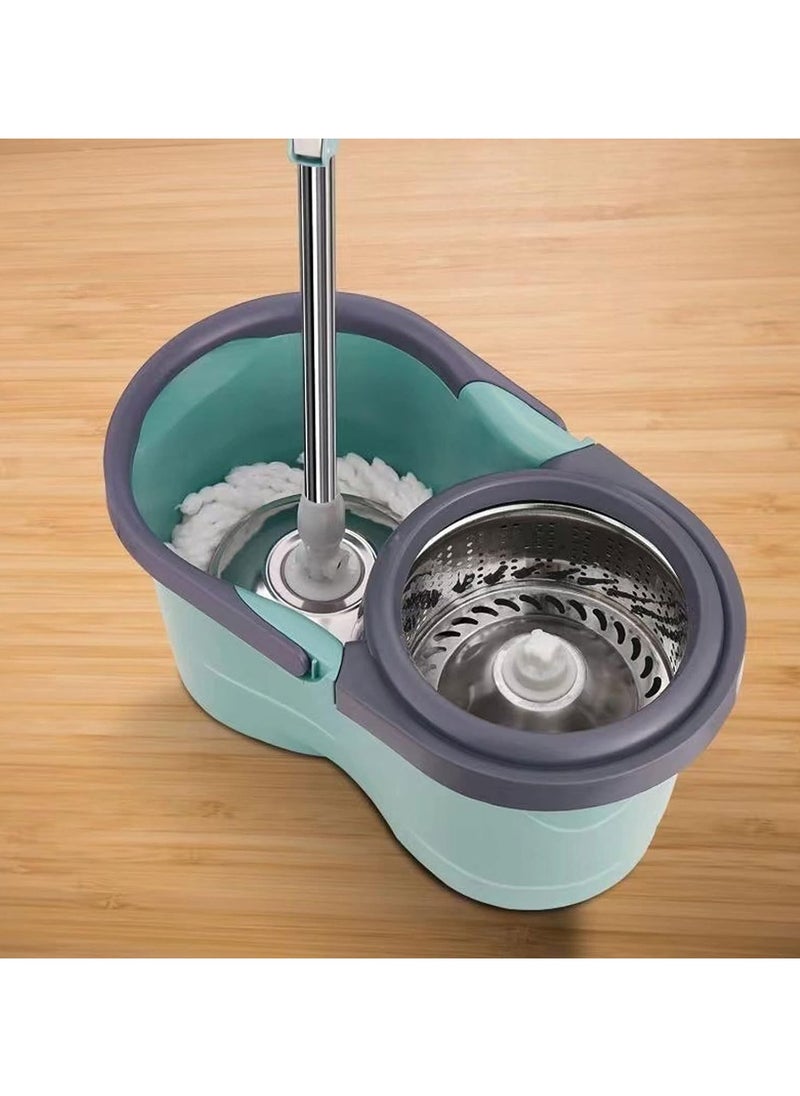 Generic - Spin Mop and Bucket System with Stainless Steel Handle, Self-Wringing, 360° Rotating, Hands-Free Cleaning, for Home & Kitchen – Mint Green - Image 1