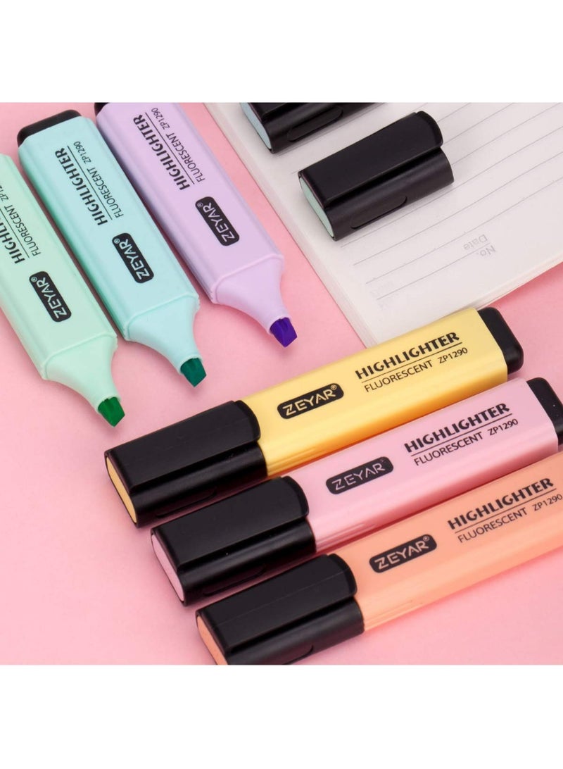 ZEYAR Highlighter, Pastel Colors Chisel Tip Marker Pen, AP Certified, Assorted Colors, Water Based, Quick Dry (6 Colors) - Image 3