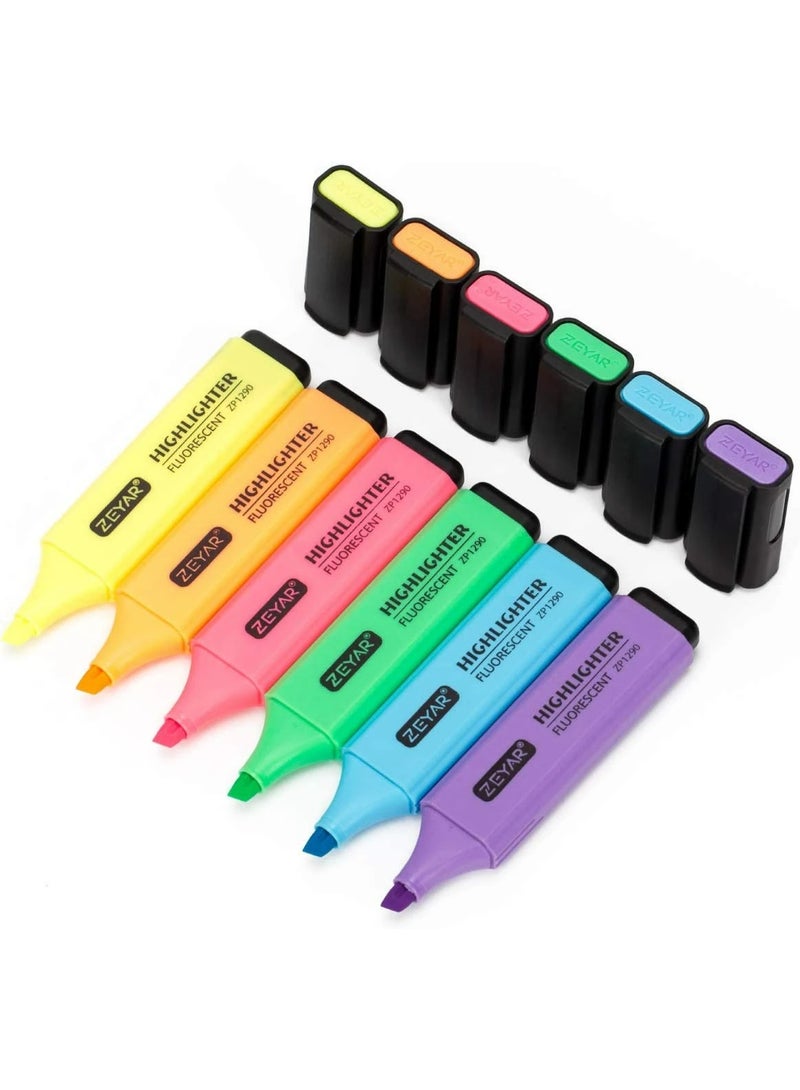 ZEYAR Highlighter, Pastel Colors Chisel Tip Marker Pen, AP Certified, Assorted Colors, Water Based, Quick Dry (6 Colors) - Image 1