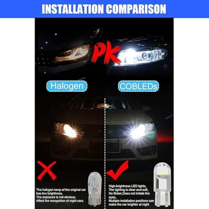 أكس سبرينج 30 قطعة من مصابيح ليد من إكس سبرينغ، 194 لمبة ليد، 6000 كلفن، بيضاء، 194 لمبة ليد، 6000 كلفن، بيضاء، 6000 كلفن، 68 2825 W5W T10، مصابيح ليد بديلة إسفينية من نوع Cob، لمصابيح لوحة الترخيص، ومصابيح القبة، ومصابيح الخريطة، ومصابيح المجاملة - Image 4