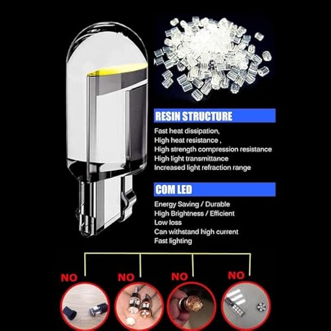 أكس سبرينج 30 قطعة من مصابيح ليد من إكس سبرينغ، 194 لمبة ليد، 6000 كلفن، بيضاء، 194 لمبة ليد، 6000 كلفن، بيضاء، 6000 كلفن، 68 2825 W5W T10، مصابيح ليد بديلة إسفينية من نوع Cob، لمصابيح لوحة الترخيص، ومصابيح القبة، ومصابيح الخريطة، ومصابيح المجاملة - Image 5