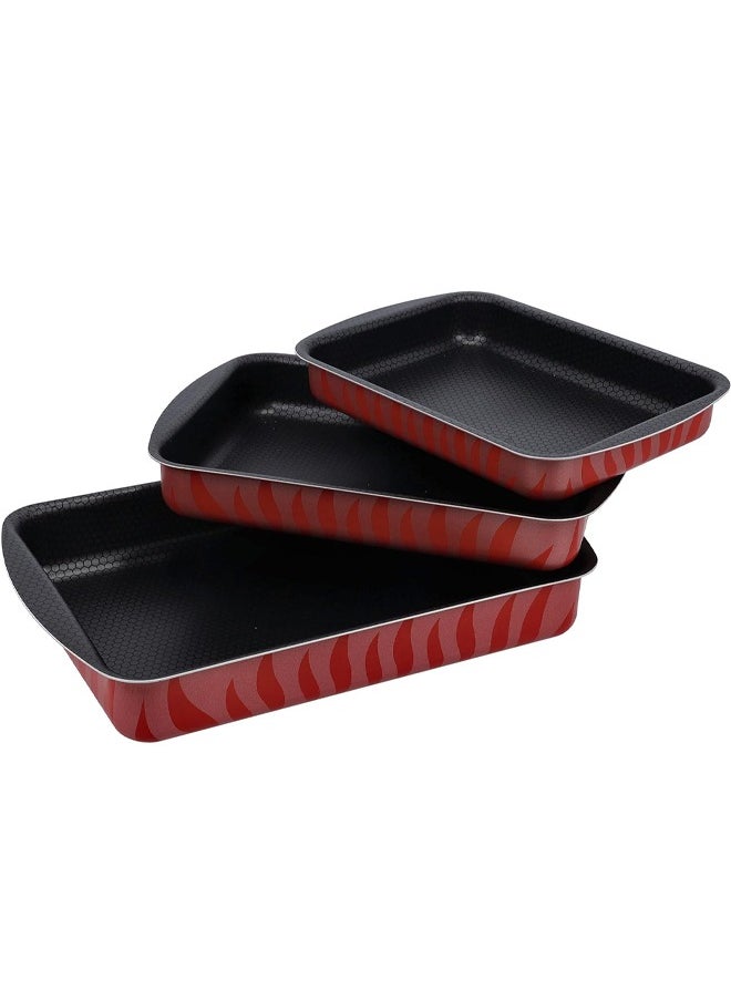 Cady One A set of 3-piece rectangular oven trays for bread and pizza, high thickness, heat-resistant and non-stick (25-30-35) cm  - Image 3