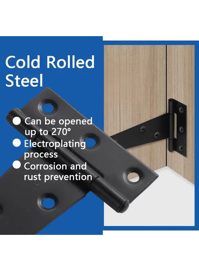 4Pcs Heavy Duty Metal T Hinges Rust Resistant Black Triangular Gate Hinges 148mm Length - Image 5