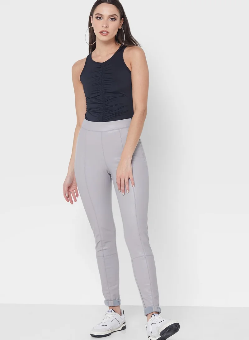Topshop Tall Faux Leather Skinny Fit Trousers