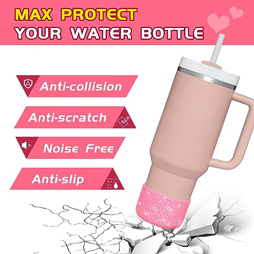 WUQID Protective Bling Heart Texture Silicone Boot Sleeve Compatible with Stanle Tumbler 40oz 30oz 20oz & 12-24oz Hydroo Sport Flask Bottles, Anti-Slip Bottle Bottom Sleeve Cover for 2.8-2.95in Bottom - Image 3