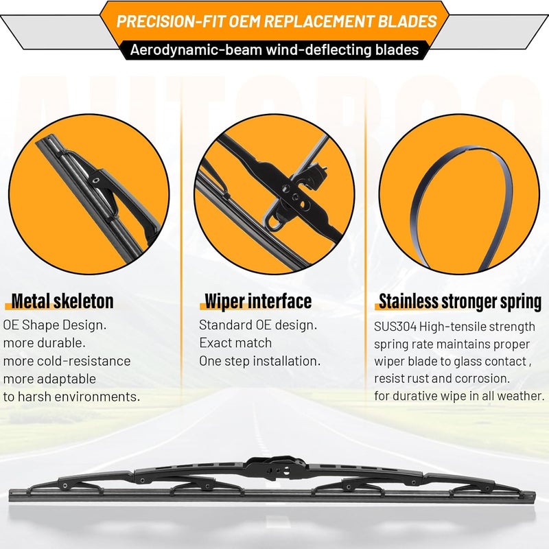 AUTOBOO 22"+22"Windshield Wipers Replacement for Ford F150 F250 F350 F450 F550 2021 2020 2019 2018 2017 2016 2015 2014 2013 2012 2011 2010 2009 -Original Factory Quality Wiper Blades (Pack of 2) - Image 4