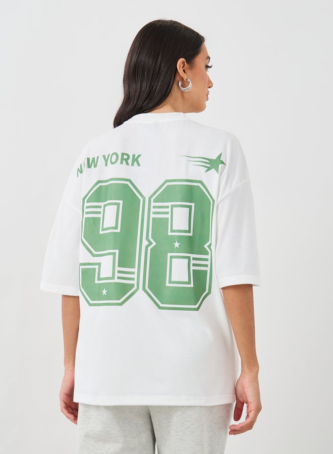 Styli Styli Slogan Print Round Neck Oversized T-Shirt - Image 5