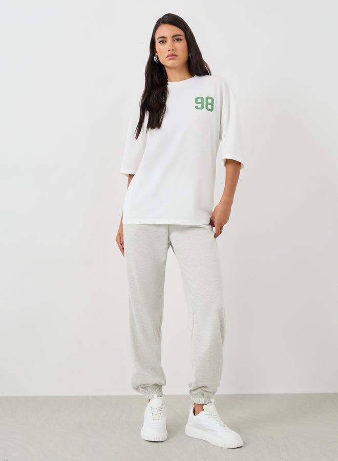 Styli Styli Slogan Print Round Neck Oversized T-Shirt - Image 3
