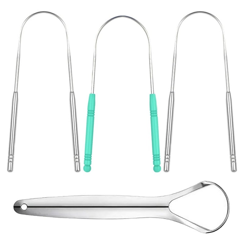 TRKETK 4 Pezzi Tongue Scraper, Tongue Cleaner U Shape Tongue Scraper Stainless Steel Tongue Cleaning Scraper Tongue Scrape, Removes Bad Breath Fresh Breath - Image 1