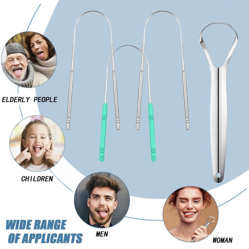 TRKETK 4 Pezzi Tongue Scraper, Tongue Cleaner U Shape Tongue Scraper Stainless Steel Tongue Cleaning Scraper Tongue Scrape, Removes Bad Breath Fresh Breath - Image 4