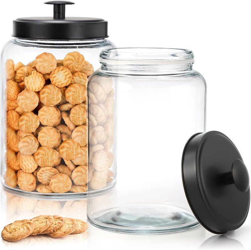 KASTWAVE Large Glass Jars with Metal Lid, 125 OZ Airtight Food Storage Container, Glass Storage Containers, Cookie Jar, Food Storage Container for Kitchen Counter - Image 1