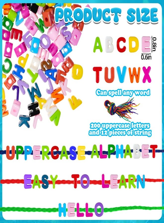 Bbiamsleep 212 Pcs Lacing Letters Beads, Colorful Mixed Uppercase Lacing Alphabet Beads with 12 Laces for Fine Motor Skills Spelling and Training - Image 2