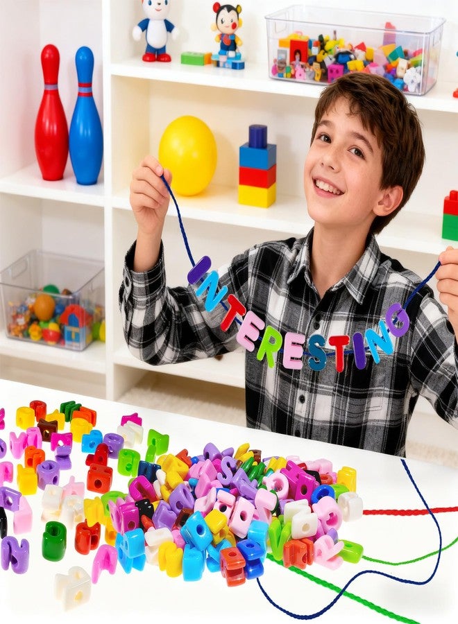 Bbiamsleep 212 Pcs Lacing Letters Beads, Colorful Mixed Uppercase Lacing Alphabet Beads with 12 Laces for Fine Motor Skills Spelling and Training - Image 4