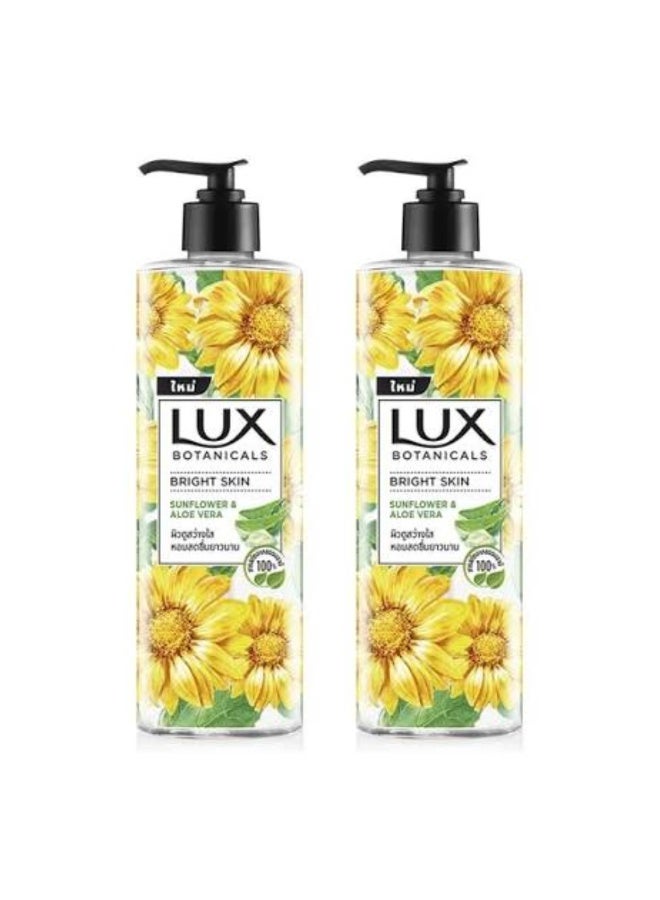 Lux Pack Of 2 Pcs Botanicals Body Wash, Sunflower & Aloe Vera, Shower Gel for Women, 100% Natural Extracts, Gives Bright Skin, Paraben Free, 450 ml