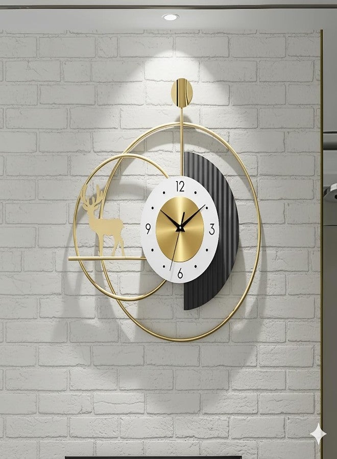 Infinity Decor ساعة حائط كبيرة من المعدن بتصميم غزال ذهبي مضلع من إنفينيتي ديكور®، ديكور منزلي فاخر بتصميم عصري جديد، مناسبة لغرفة المعيشة وغرفة النوم والمكتب والمقهى (54 × 54 سم). - Image 3