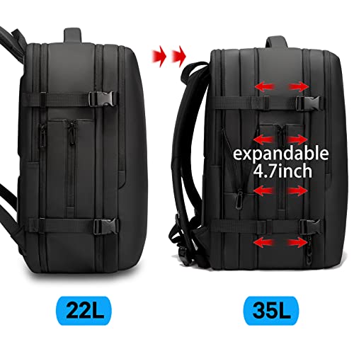 BANGE 35L Men's Expandable Laptop Backpack for 17.3Inch Laptop, Carry On Backpack Fits Under Seat Airline Approved, Personal Item Travel Bag for Men… - Image 3