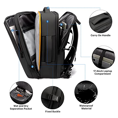 BANGE 35L Men's Expandable Laptop Backpack for 17.3Inch Laptop, Carry On Backpack Fits Under Seat Airline Approved, Personal Item Travel Bag for Men… - Image 2