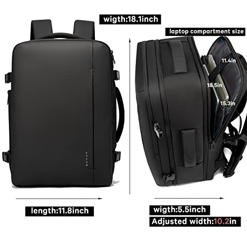 BANGE 35L Men's Expandable Laptop Backpack for 17.3Inch Laptop, Carry On Backpack Fits Under Seat Airline Approved, Personal Item Travel Bag for Men… - Image 4