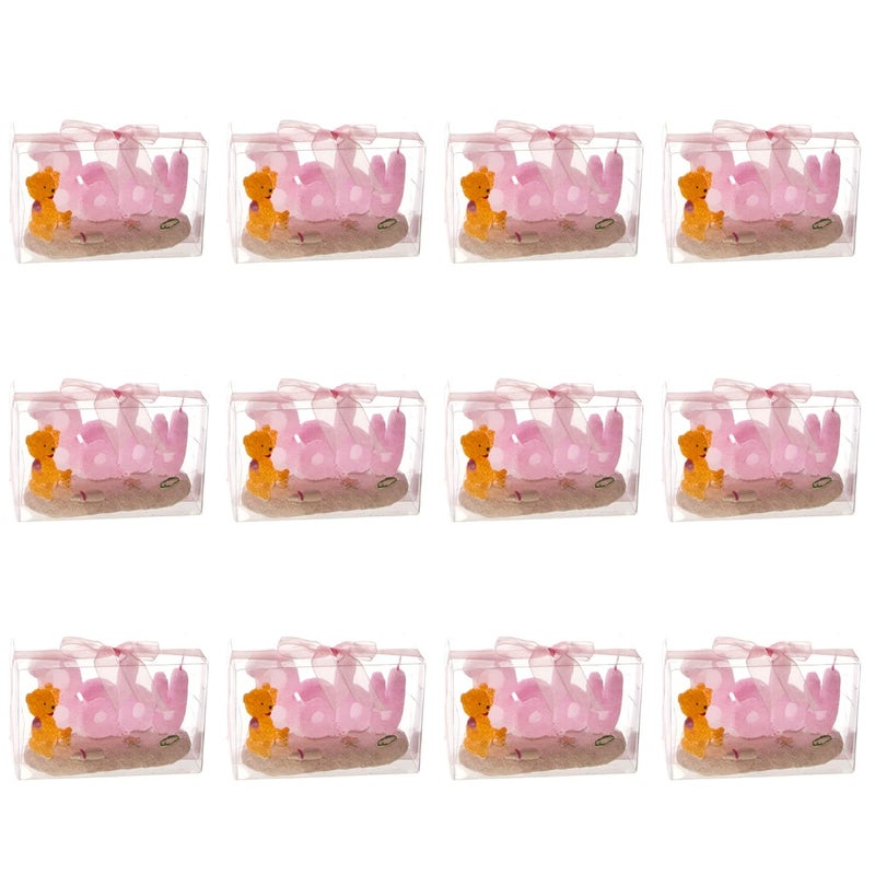 Lunaura مجموعة تذكارية لوناورا للأطفال من 12 دبًا محشوًا مع شمعة كلمة طفل باللون الوردي - Image 3